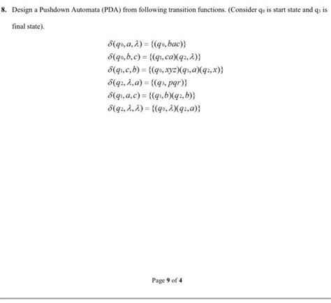 Solved Design A Pushdown Automata PDA From Following Chegg