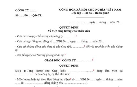 Mẫu Quyết định tăng lương cho người lao động mới nhất hiện nay Thực