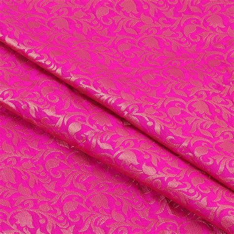 Indian Brocade Fabric By The Yard Dark Pink Brocade Fabric Art Etsy