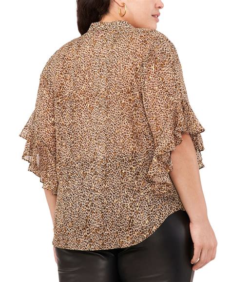 Vince Camuto Plus Size Ruffled Cuff Split Neck Top Macy S