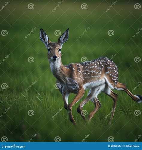 Roe Deer Fawn Running On Grass Stock Illustration Illustration Of Little Wildlife 289225471