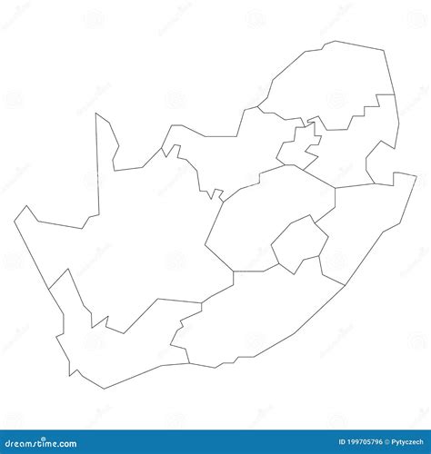 Zuid Afrika Blanco Kaart Van De Provincies Vector Illustratie