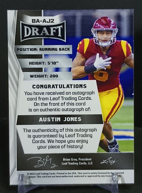 Leaf Draft Autographs Green Ba Aj Austin Jones Au Rc For