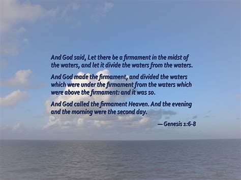 Genesis 1 6 8 Let There Be A Firmament In The Midst Of The Waters By