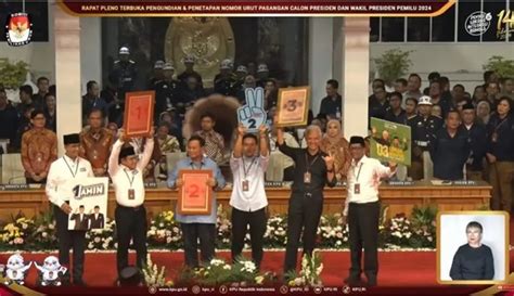 Undian Nomor Urut Capres 2024 Anies 1 Prabowo 2 Dan Ganjar 3