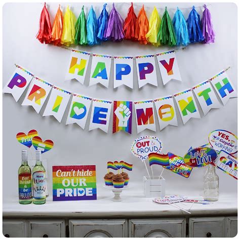 Theme Print Party Freebie Pride Month Party Printable Decorations