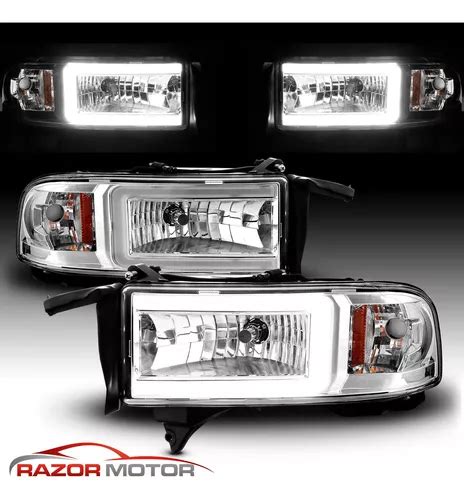 Par Faro Cromado Led Dodge Ram 1500 Lujo 1995 5 9l Meses Sin Intereses