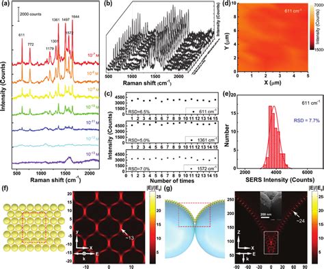 A Raman Spectra Of R6g With Different Concentrations From 10 −7 M To