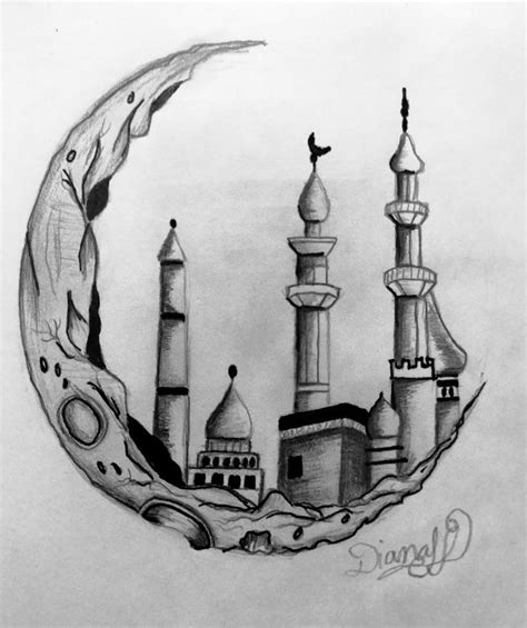 Drawing simple ideea Fantasy aesthetic City art Moon drawing pencil em 2024