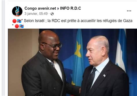 Non Aucune N Gociation Ne Se Fait Entre La Rdc Et Israel Pour Le