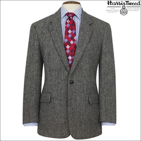 Harris Tweed Grey Herringbone Jacket Cwmenswear