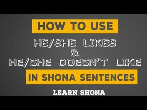 Learn Shona How To Use He She Likes And He She Doesn T Like In