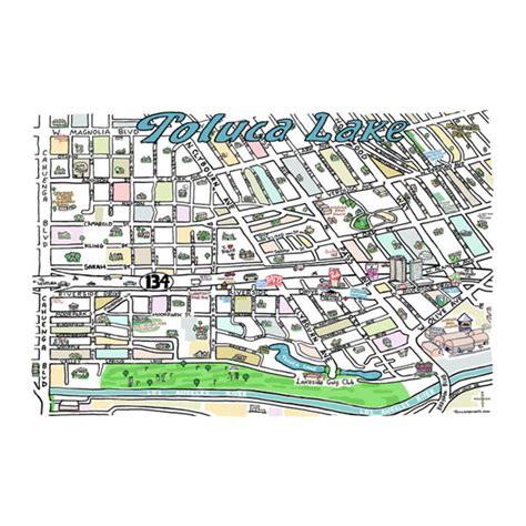 Toluca Lake CA Map Print Hand-drawn Los Angeles California Art Home