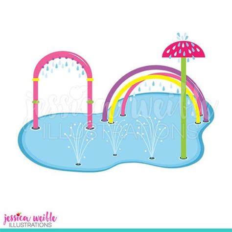 Pink Splash Pad Clip Art Image Digital Illustration Of A Cute Water