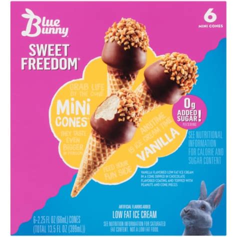 Blue Bunny Sweet Freedom No Sugar Added Vanilla Mini Cones 6 Count 6