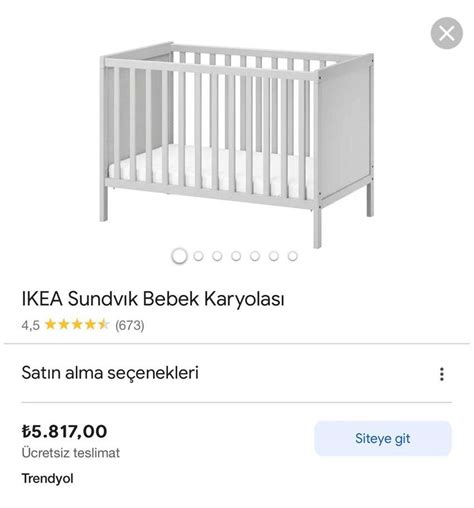 İkea sundvik bebek karyolası 6x120 cm Bebek ve Çocuk Odası 1668561094