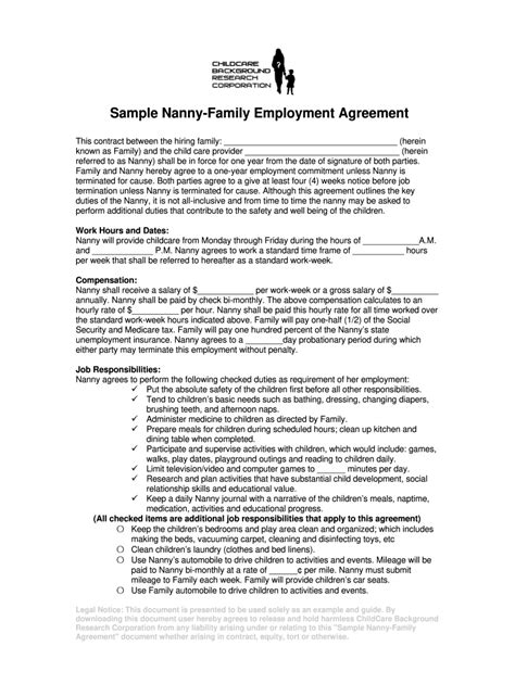 Nanny Contract Template Fill Out Sign Online Dochub