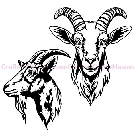 Goat Head Svg, Goat Clipart, Goat File for Cutting, Dxf for Laser, Goat ...