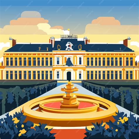 Premium Vector Palace Of Versailles Vector Illustration