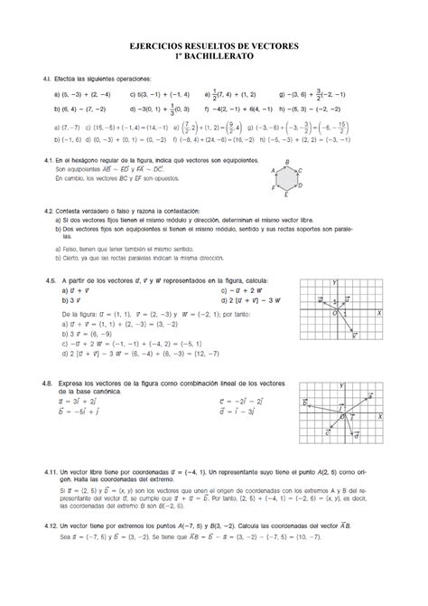 Ejercicios Resueltos De Vectores Bachillerato Lgebra