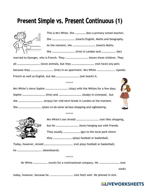 Ejercicio De Simple Present X Present Progressive Text How To Speak French Teaching Math