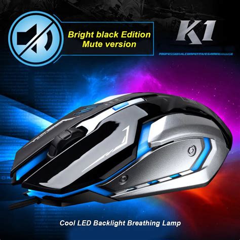 K1 Silent Mute Wired Backlight Glow Usb Game Professional Pro Mouse