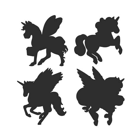 Premium Vector Flat Design Unicorn Silhouette Set Illustration