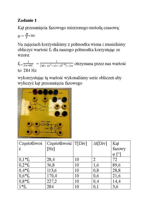 Pomiary Przesuni Cia Fazowego Zadanie K T Przesuni Cia Fazowego