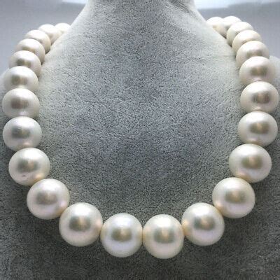 Huge 17 14 17mm Natural South Sea Genuine White Pearl Necklace 6888AAA