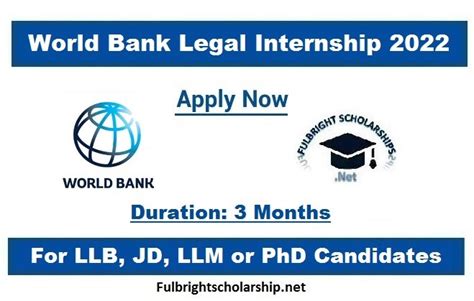 World Bank Legal Internship Program 2022 Usa Apply Now