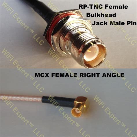 LMR100 RP TNC FEMALE BULKHEAD To MCX FEMALE ANGLE Coaxial RF Pigtail