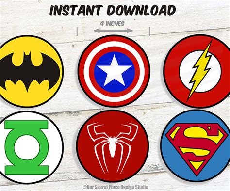 INSTANT DOWNLOAD Superhero Logo Stickers Superhero Stickers | Etsy