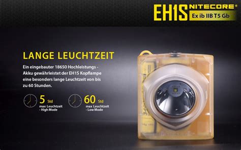 Nitecore EH1S Kopflampe CREE XP-G2 S3 LED 260 Lumen - ex-geschützte ...