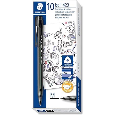 Staedtler Triangular Body Ballpoint Pen In Black Colour Pack Of Nos