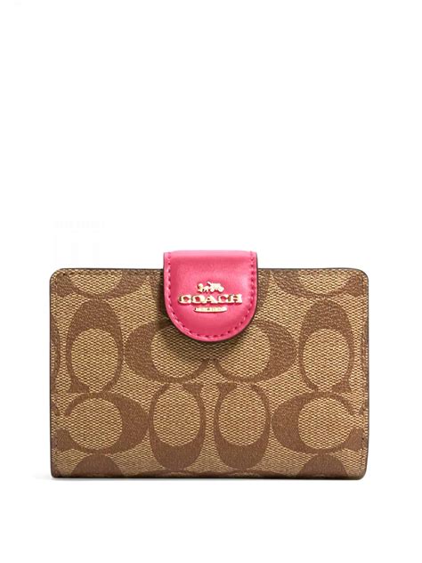 Coach Medium Corner Zip Wallet Signature Khaki Bold Pink Eta Th Mar