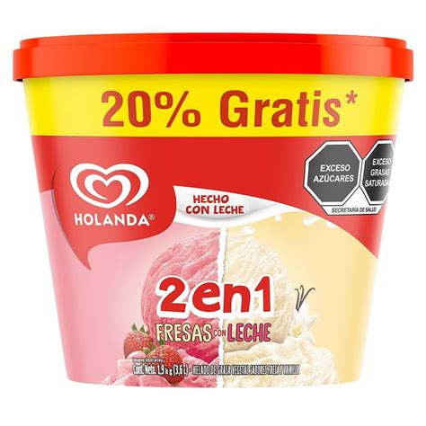 Helado Holanda En Sabores Fresas Con Leche Y Vainilla L Walmart