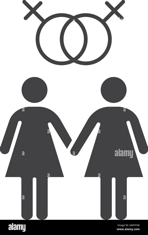 Lesbian Couple Icon Silhouette Symbol Two Women Holding Hands