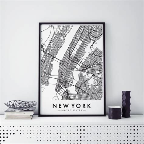 Plakat Mapa Nowy Jork New York X Cm B Hog Studio