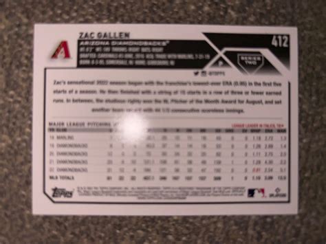 2023 Topps Series 2 Gold 2023 412 ZAC GALLEN ARIZONA DIAMONDBACKS