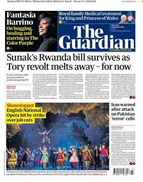 Guardian Front Page Th Of January Tomorrow S Papers Today