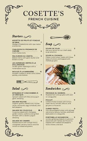 Beige French Menu Design Template By MustHaveMenus French Restaurant