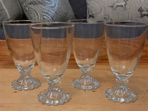 Vintage Anchor Hocking Berwick Boopie Clear Glass Water Goblet Dessert Cup 1950s Made In