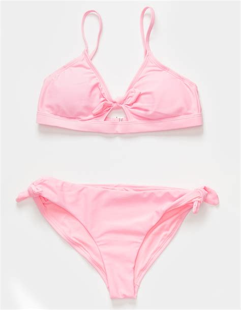 FULL TILT Knot Front Bralette Girls Bikini Set PINK Tillys