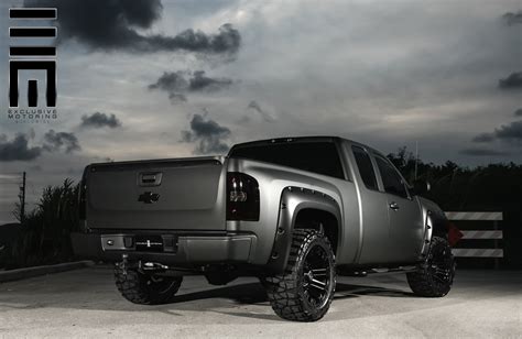 Matte Black Lifted Chevy Silverado With Bushwacker Fender Flares