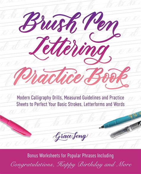 Brush Pen Lettering Practice Book Modern Calligraphy Drills Measured