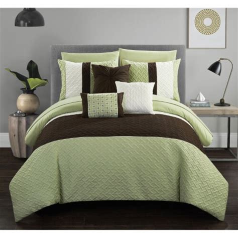 Chic Home Shaila 10 Or 8 Piece Comforter Set Color Block Quilted