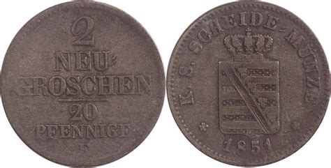 Deutschland Sachsen Neugroschen Pfennig Friedrich August Ii