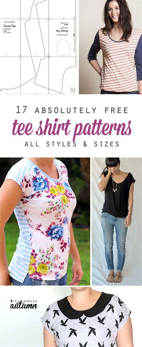 20 Free T Shirt Patterns You Can Print Sew At Home T Shirt Sewing Pattern Shirt Sewing