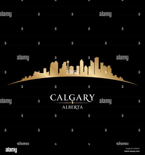 Calgary Alberta Canada City Skyline Silhouette Vector Illustration