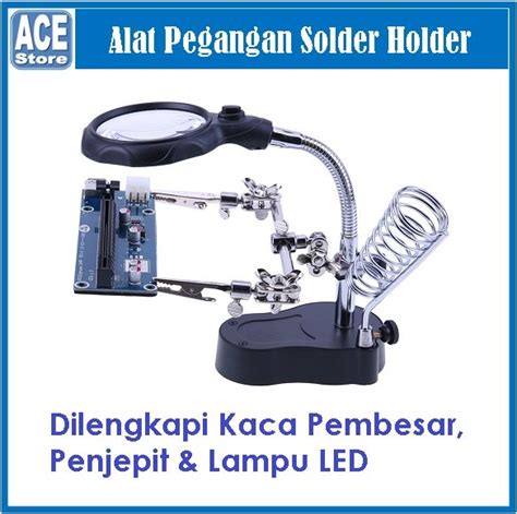 Jual Hand Soldering Iron Stand Holder Station Glass Magnifier Welding